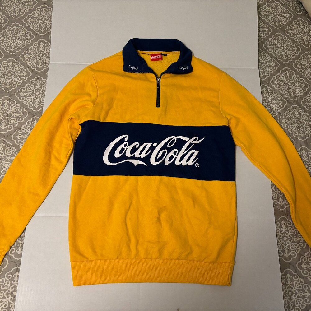 Vintage Clothing Coca-Cola Retro Yellow Navy Pullover Shirt Medium Unisex Rare